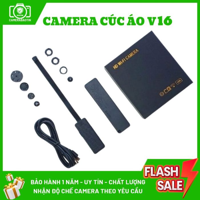 Hình ảnh bộ camera cúc áo siêu nhỏ V16 Bảo Tín