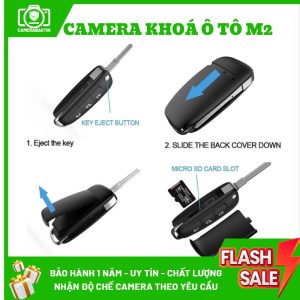 Hình ảnh cách lắp thẻ nhớ vào camera chìa khoá ô tô M2