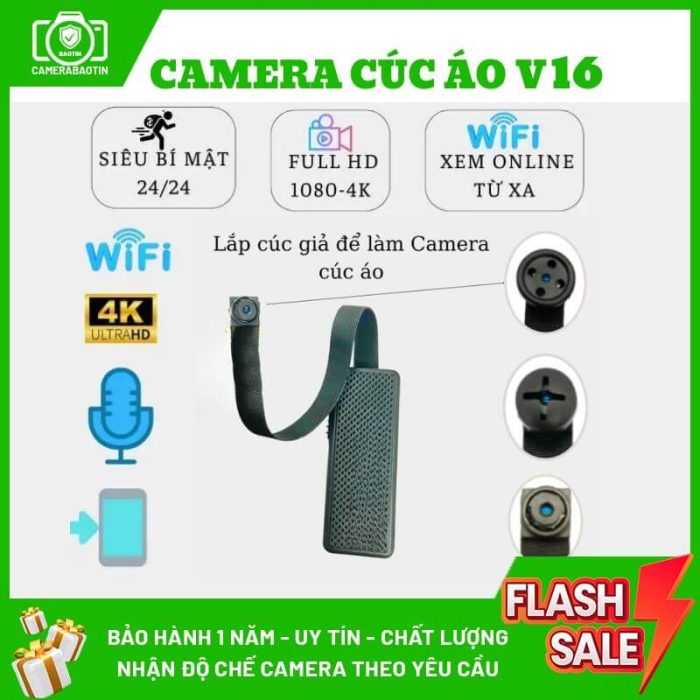 Hình ảnh camera cúc áo siêu nhỏ không dây V16