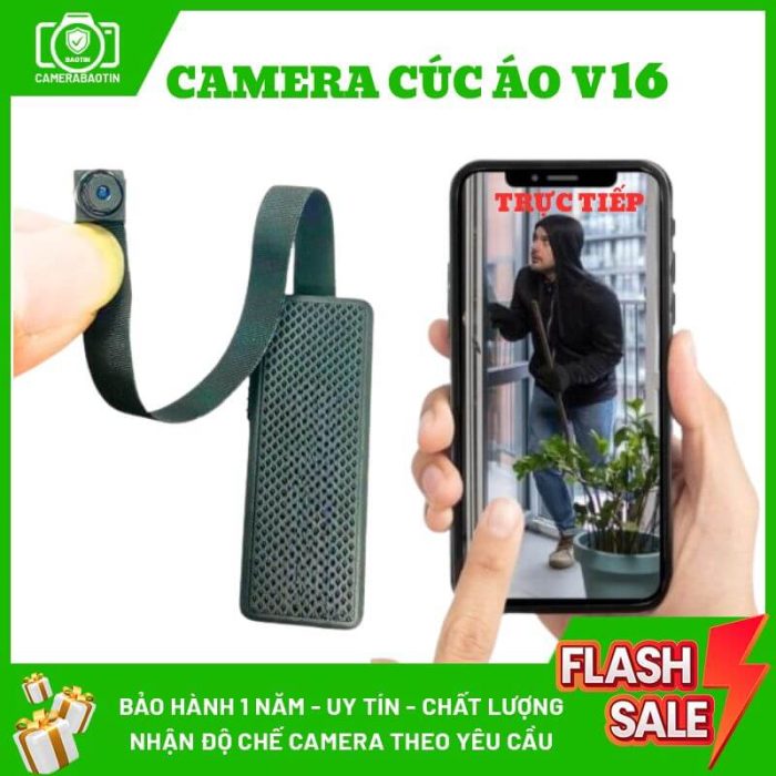 Hình ảnh camera cúc áo siêu nhỏ V16 siêu nét HD 4K