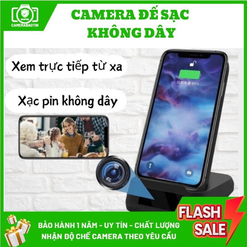 Hình ảnh camera đế sạc không dây Bảo Tín nguỵ trang