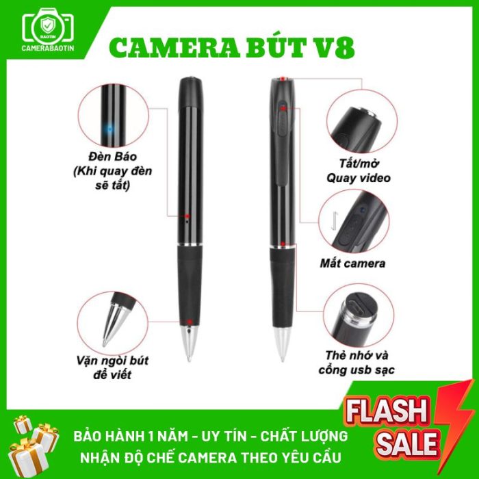 Hình ảnh camera nguỵ trang bút v8