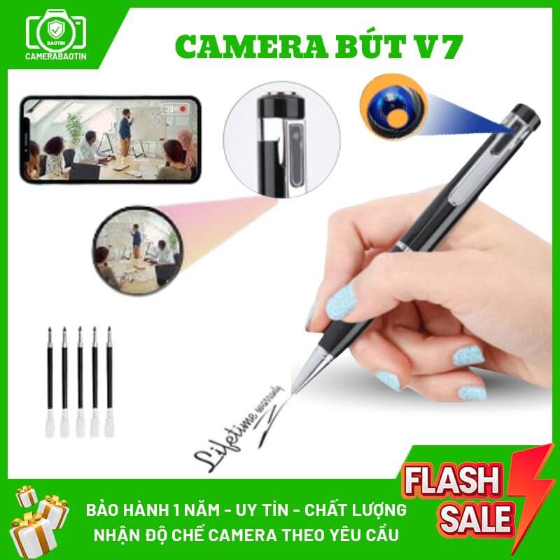 Hình ảnh camera nguỵ trang mang theo bút V7 Bảo Tín
