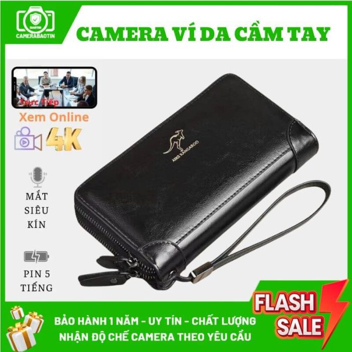 Hình ảnh camera ví da cầm tay nguỵ trang bảo tín