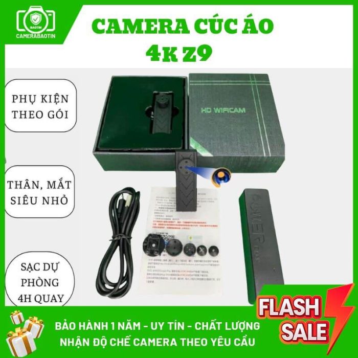 Hình ảnh cấu tạo bộ camera cúc áo 4K Z9