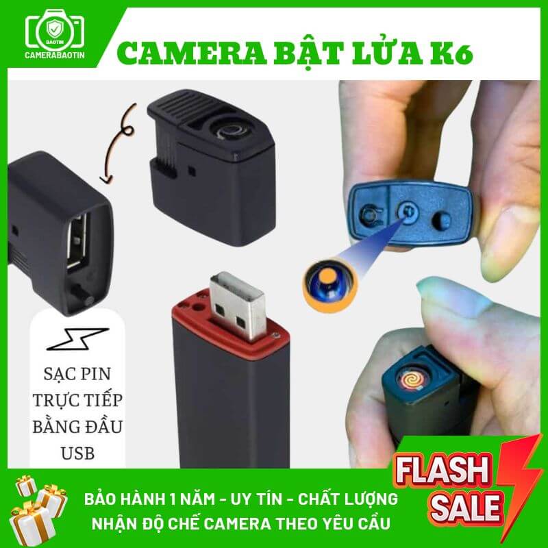 Hình ảnh cấu tạo camera bật lửa K6 nguỵ trang